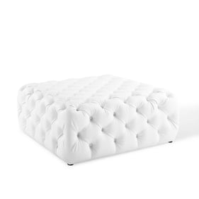 Modway Furniture Amour White Faux Leather Large Square Ottoman