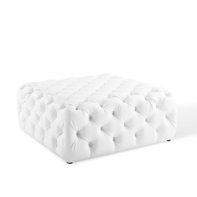 Modway Furniture Amour White Faux Leather Large Square Ottoman EEI-3773-WHI