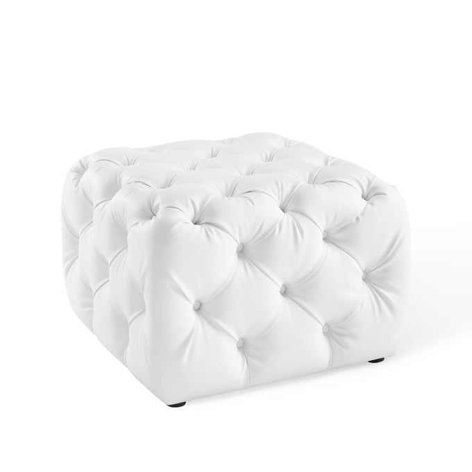 Modway Furniture Amour White Faux Leather Square Ottoman EEI-3775-WHI