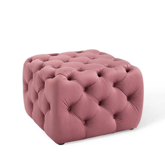 Modway Furniture Amour Dusty Rose Velvet Square Ottoman EEI-3776-DUS