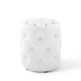 Modway Furniture Amour White Faux Leather Round Ottoman