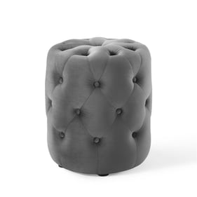 Modway Furniture Amour Gray Velvet Round Ottoman