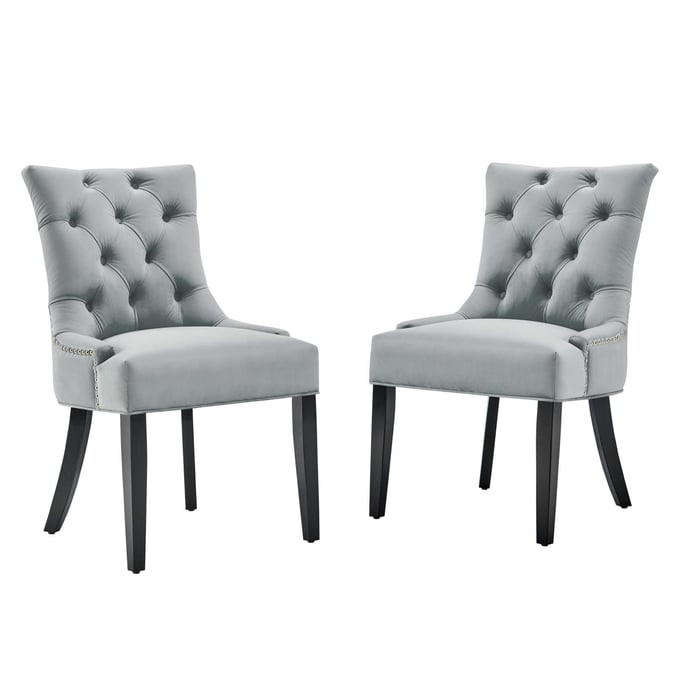 2 Modway Furniture Regent Light Gray Velvet Dining Side Chairs EEI-3780-LGR