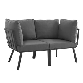 Modway Furniture Riverside Gray Charcoal Outdoor Patio Loveseat