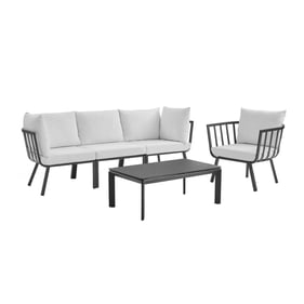 Modway Furniture Riverside Gray White 5pc Outdoor Patio Seating Set