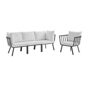 Modway Furniture Riverside Gray White 4pc Outdoor Seating Set