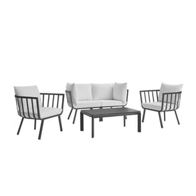 Modway Furniture Riverside Gray White 5pc Outdoor Seating Set