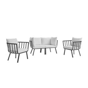 Modway Furniture Riverside Gray White 4pc Outdoor Patio Seating Set