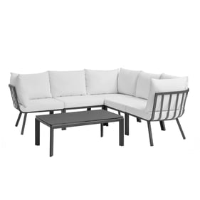 Modway Furniture Riverside Gray White 6pc Outdoor Sectional with Coffee Tab...