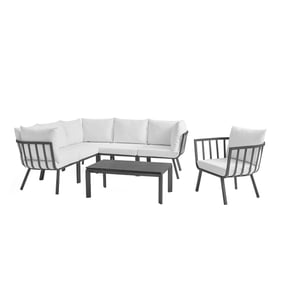 Modway Furniture Riverside Gray White 7pc Outdoor Patio Sectional Set