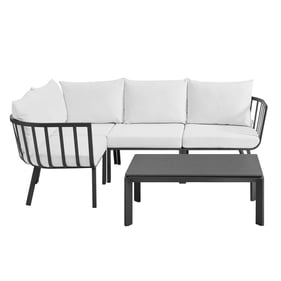 Modway Furniture Riverside Gray White 5pc Outdoor Sectional with Coffee Tab...