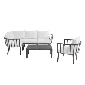 Modway Furniture Riverside Gray White 6pc Outdoor Patio Sectional Set