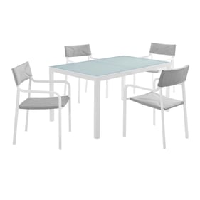 Modway Furniture Raleigh White Gray 5pc Outdoor Patio Dining Set