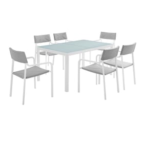 Modway Furniture Raleigh White Gray 7pc Outdoor Patio Dining Set