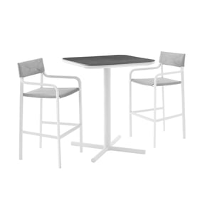 Modway Furniture Raleigh White Gray 3pc Outdoor Patio Bar Set