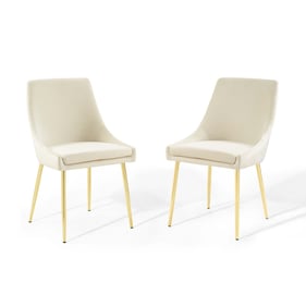 2 Modway Furniture Viscount Gold Ivory Velvet Dining Chairs