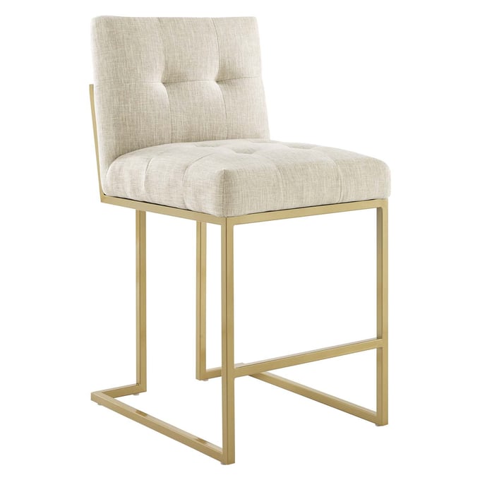 Modway Furniture Privy Gold Beige Fabric Counter Stool EEI-3852-GLD-BEI