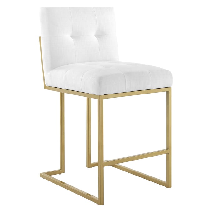 Modway Furniture Privy Gold White Fabric Counter Stool EEI-3852-GLD-WHI