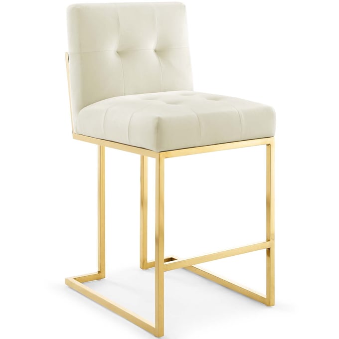 Modway Furniture Privy Gold Ivory Velvet Counter Stool EEI-3853-GLD-IVO