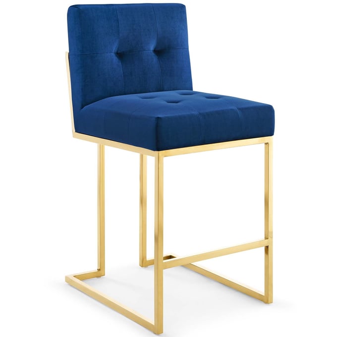 Modway Furniture Privy Gold Navy Velvet Counter Stool EEI-3853-GLD-NAV