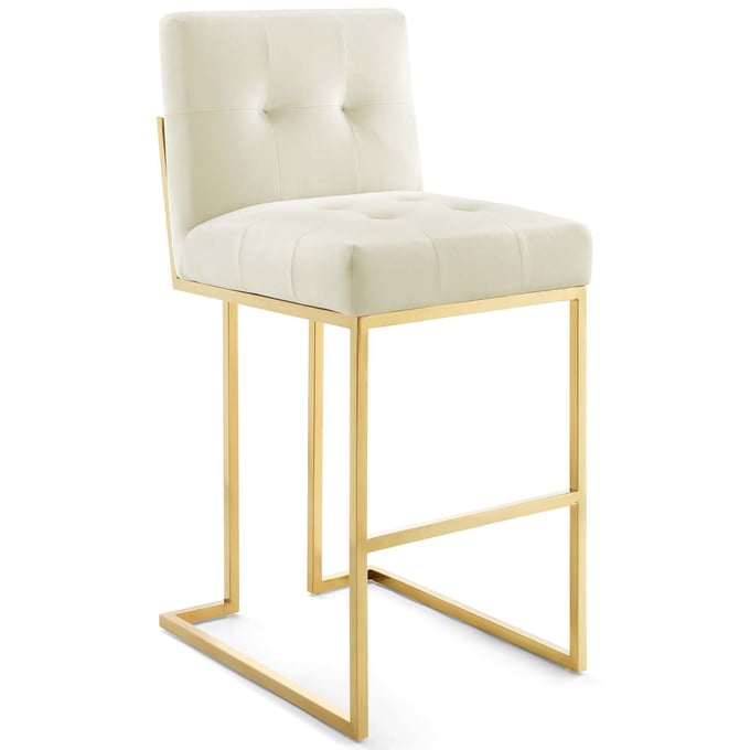 Modway Furniture Privy Gold Ivory Velvet Bar Stool EEI-3856-GLD-IVO