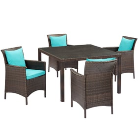 Modway Furniture Conduit Brown Turquoise 5pc Outdoor Dining Set