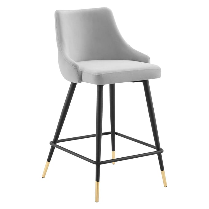 Modway Furniture Adorn Light Gray Velvet Counter Height Stool EEI-3908-LGR