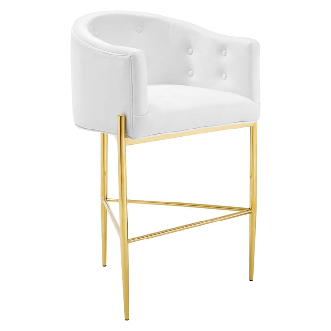 Modway Furniture Savour White Velvet Bar Stool EEI-3911-WHI