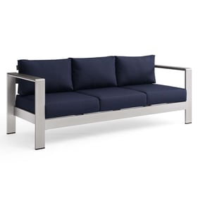 Modway Furniture Shore Silver Navy Outdoor Patio Sofa