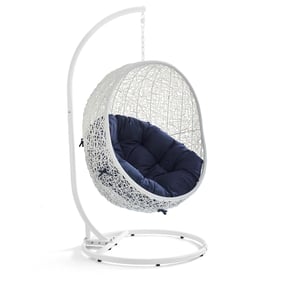 Modway Furniture Hide White Navy Outdoor Patio Swing Chair with Stand