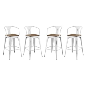 4 Modway Furniture Promenade White Solid Seat Bar Stools