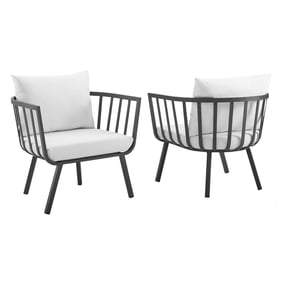 2 Modway Furniture Riverside Gray White Outdoor Patio Armchairs