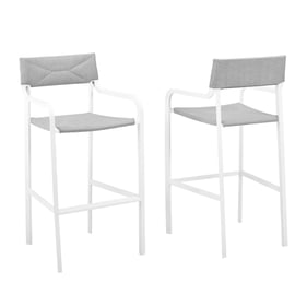 2 Modway Furniture Raleigh White Gray Outdoor Patio Bar Stools