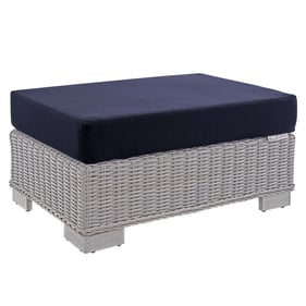 Modway Furniture Conway Light Gray Navy Outdoor Patio Ottoman