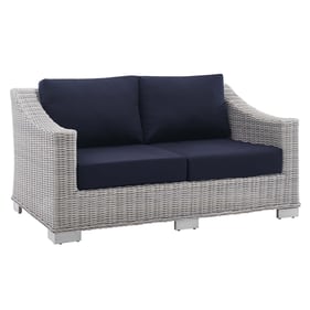 Modway Furniture Conway Light Gray Navy Outdoor Patio Loveseat