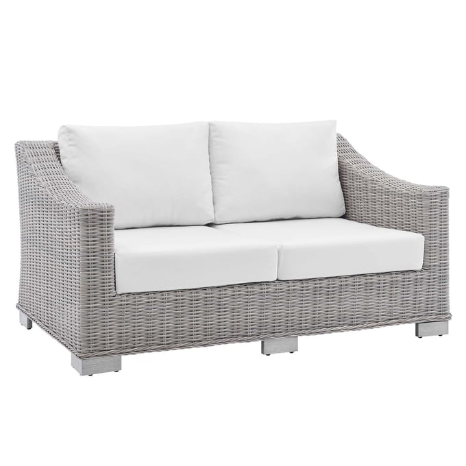 Modway Furniture Conway Light Gray White Outdoor Patio Loveseat EEI-3973-LGR-WHI