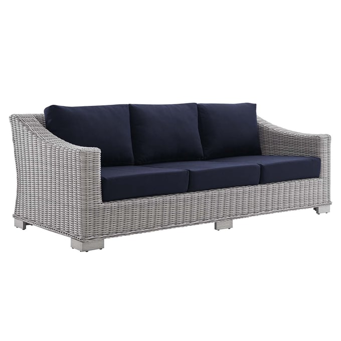 Modway Furniture Conway Light Gray Navy Outdoor Patio Sofa EEI-3974-LGR-NAV