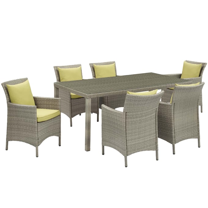 Modway Furniture Conduit Light Gray Peridot 7pc Outdoor Dining Set EEI-4015-LGR-PER-SET