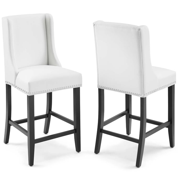 2 Modway Furniture Baron White Faux Leather Counter Stools EEI-4017-WHI