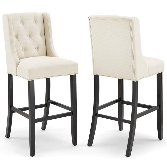 2 Modway Furniture Baronet Beige Fabric Bar Stools EEI-4022-BEI