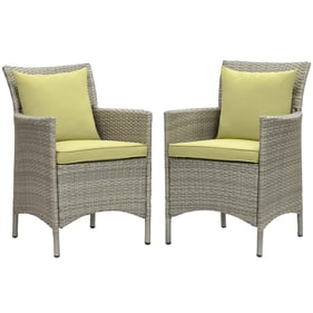 2 Modway Furniture Conduit Light Gray Peridot Outdoor Patio Dining Armchair...