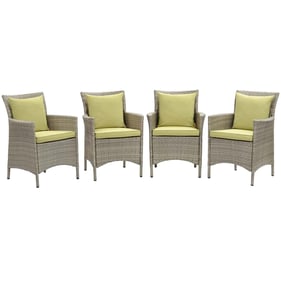 4 Modway Furniture Conduit Light Gray Peridot Outdoor Patio Dining Armchair...