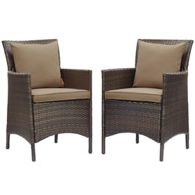 2 Modway Furniture Conduit Brown Mocha Outdoor Patio Dining Armchairs