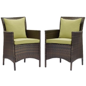 2 Modway Furniture Conduit Brown Peridot Outdoor Patio Dining Armchairs