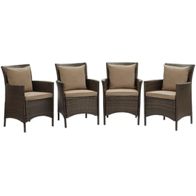 4 Modway Furniture Conduit Brown Mocha Outdoor Patio Dining Armchairs