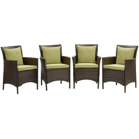 4 Modway Furniture Conduit Brown Peridot Outdoor Patio Dining Armchairs