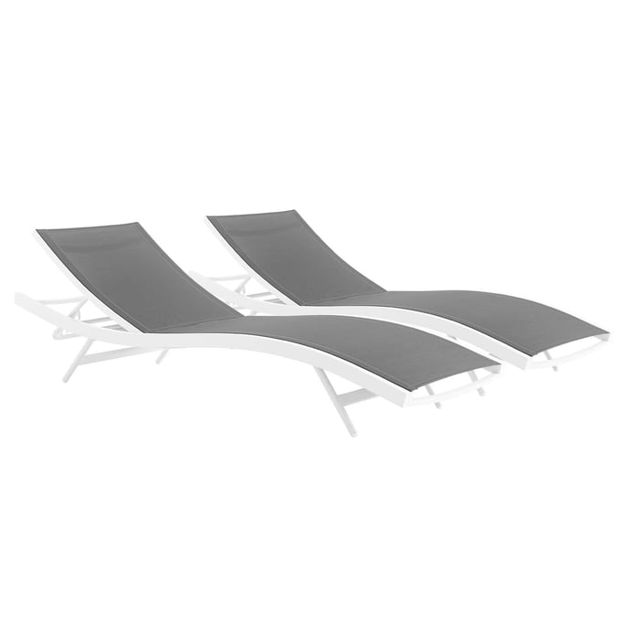 2 Modway Furniture Glimpse White Gray Outdoor Patio Lounge Chaises EEI-4038-WHI-GRY