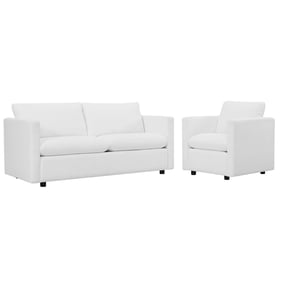 Modway Furniture Activate White Fabric Sofa and Armchair Set