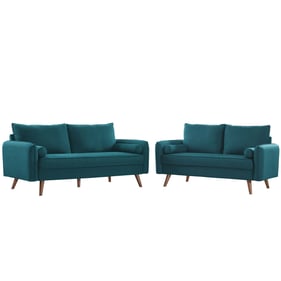 Modway Furniture Revive Teal Fabric Sofa and Loveseat Set