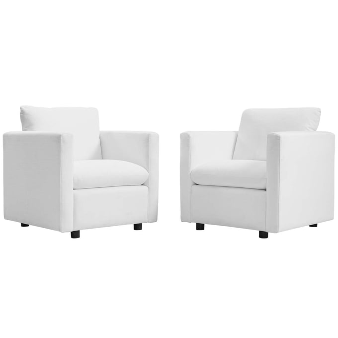 2 Modway Furniture Activate White Fabric Armchairs EEI-4078-WHI